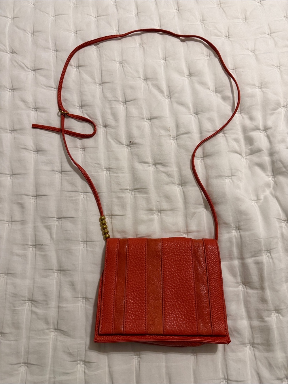 HOBO Red Leather Crossbody with Gold Bead Detail